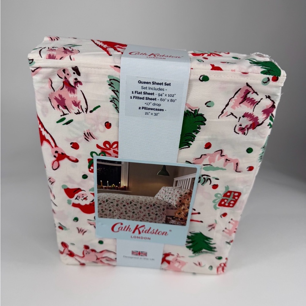 NEW Cath Kidston “Ditsy Deer Pink” Queen Sheet Set 4 PC